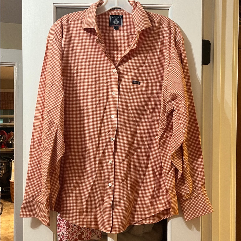 Faconnable Orange Checkered Shirt
